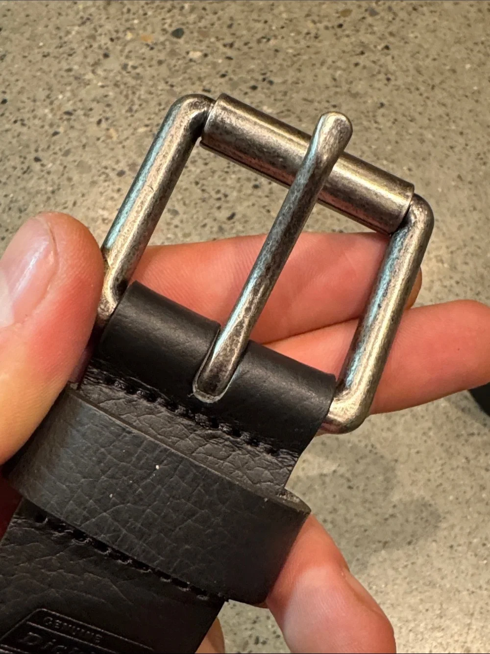 Dickies Black Leather Belt with Silver Buckle 34/85